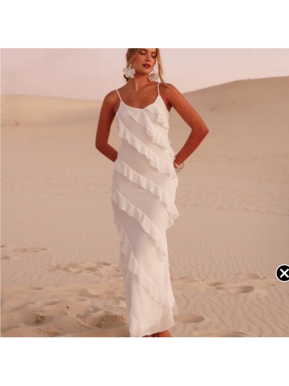 Petal & Pup Ciao Ruffles Maxi Dress in white size small bridal engagement‎ vacay